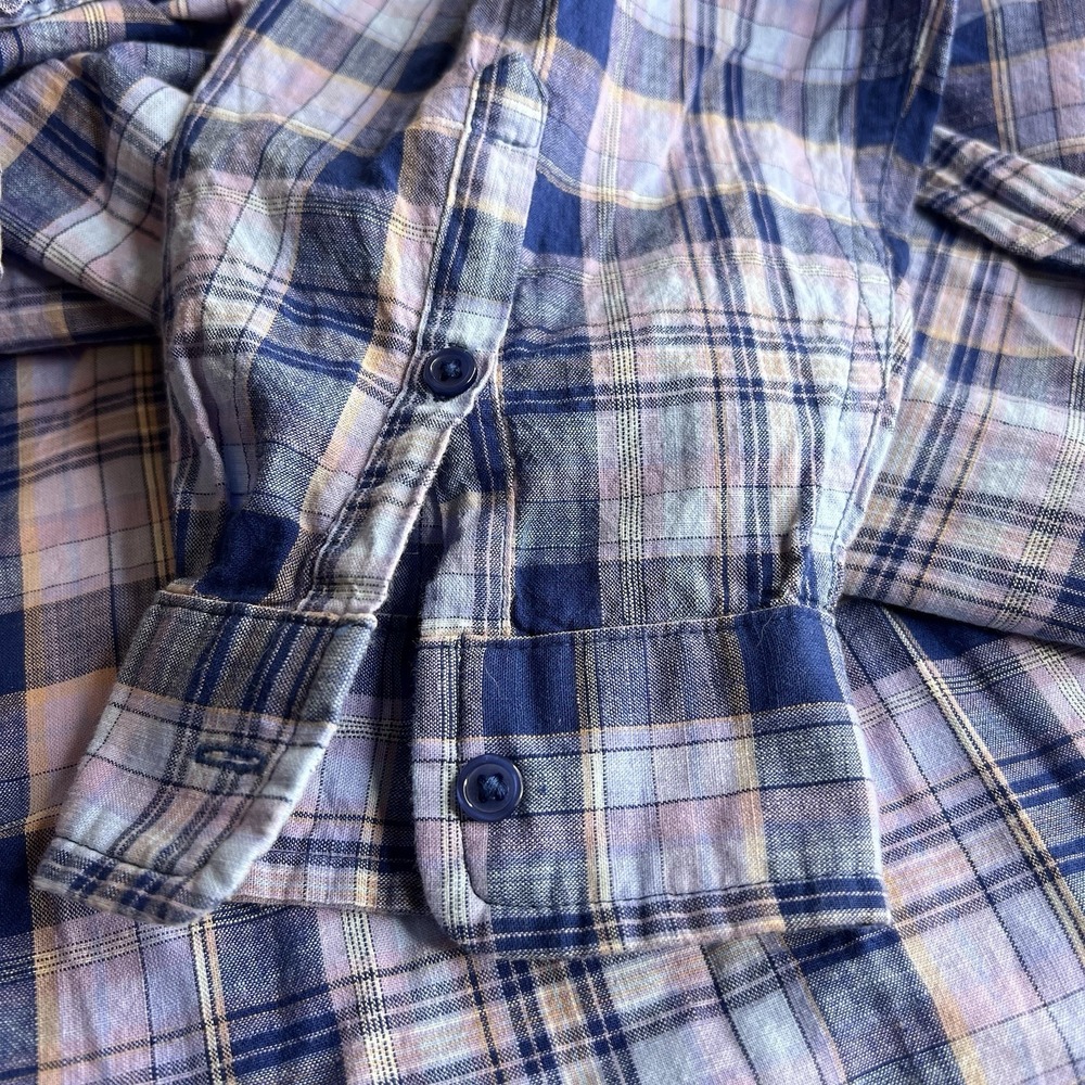 Goodthreads Women's XL Long-Sleeve Shirt Blue Plaid Front Pocket Quarter Button - Picture 8 of 8